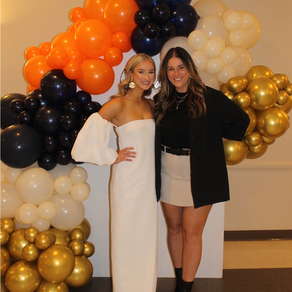 Shona Joy puff sleeve column, maxi dress